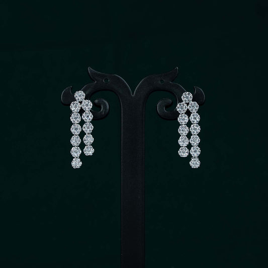 Anaya Silver AD Two Row Tennis Necklace Set
