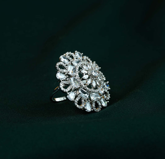 Aadhya Radial Baguette Medallion AD Ring
