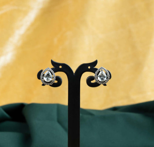 Clara Solitaire Pear Halo AD Stud Earrings