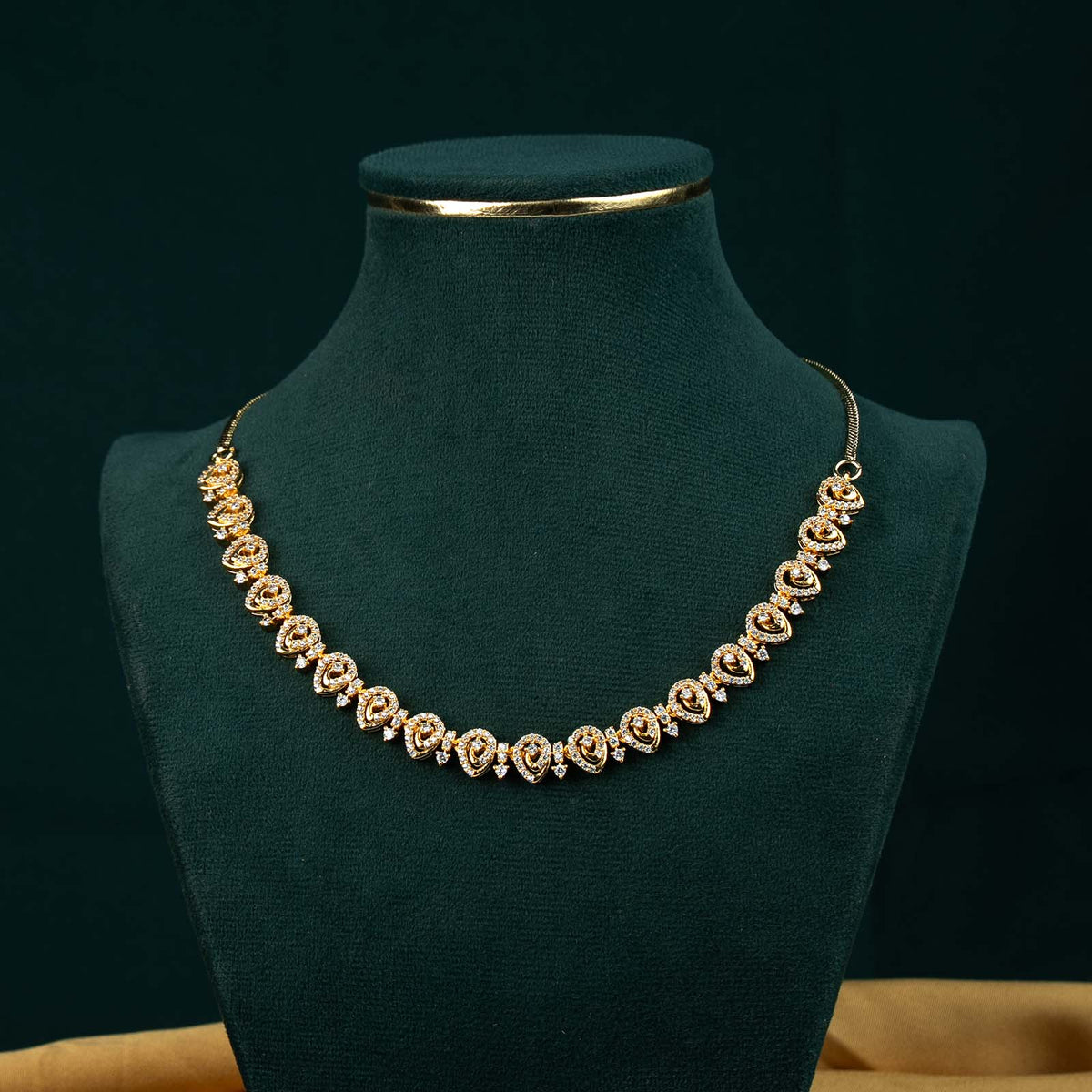 Aadhya Gold AD Paisley Swirl Riviera Necklace Set