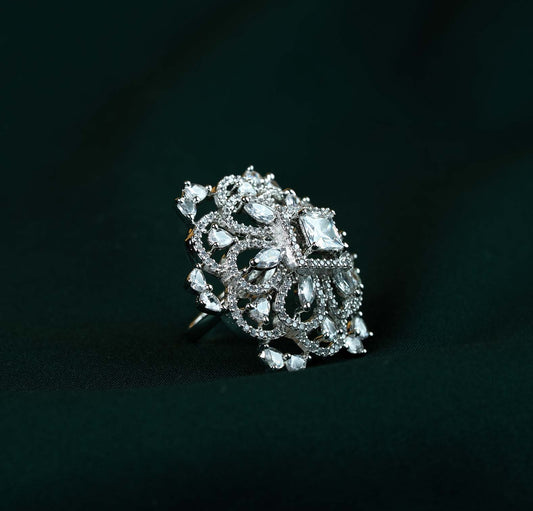 Ashtitva Devika Princess Solitaire Filigree AD Ring
