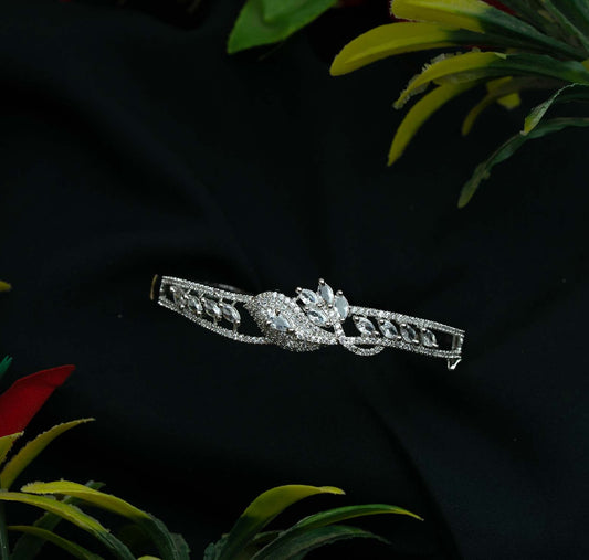 Lumiere Marquise Floret Sprig AD Silver Kada
