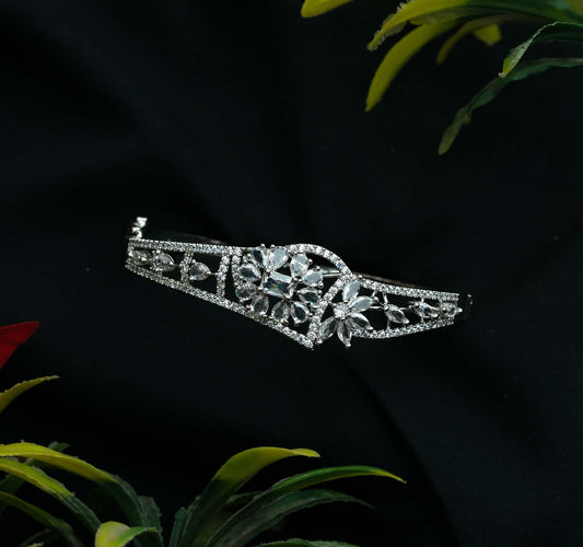 Serenade Marquise Bloom Petal AD Silver Kada