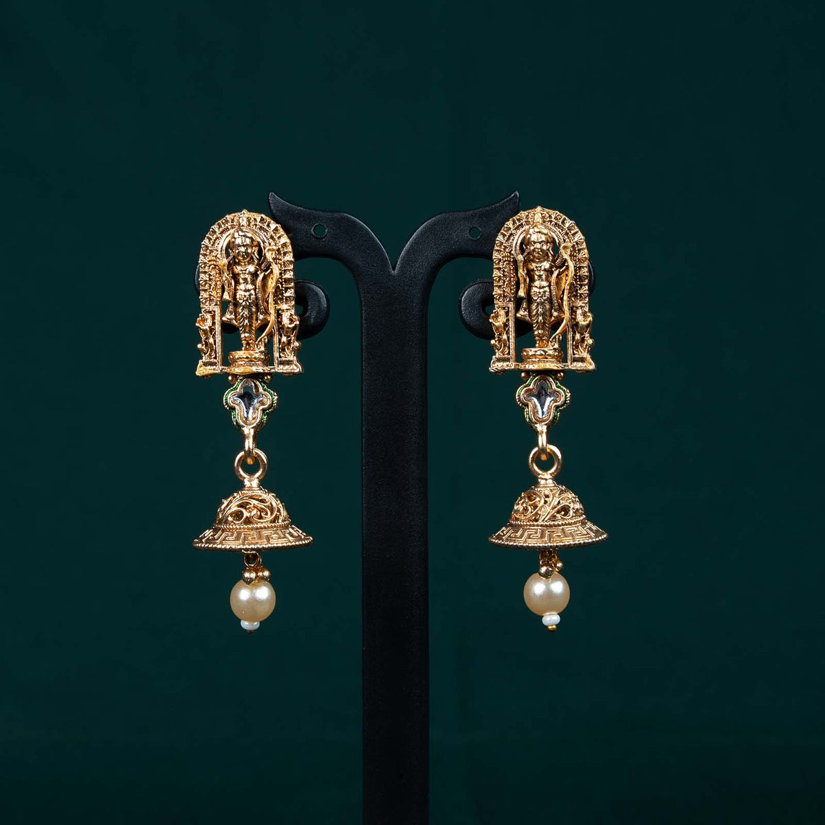 Siya Ram Antique Gold Temple Pearl Rani Haar Set