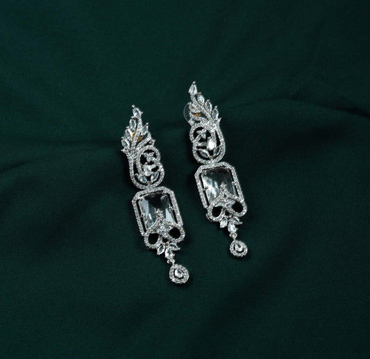 Diamond Glow Foliage AD Chandelier Earrings