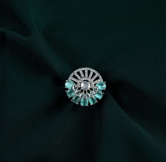 Celestia Mint Fan Solitaire AD Ring
