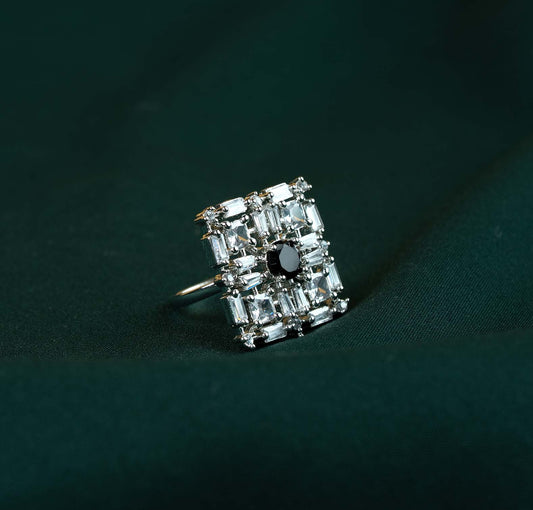 Noir Geometric Baguette AD Statement Ring