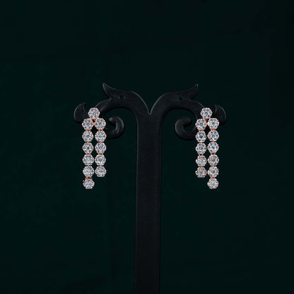 Anaya Rose Gold AD Two Row Tennis Necklace Set