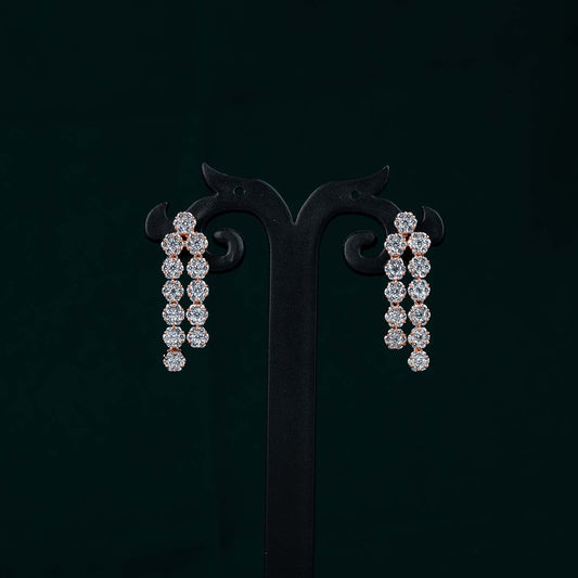 Anaya Rose Gold AD Two Row Tennis Necklace Set