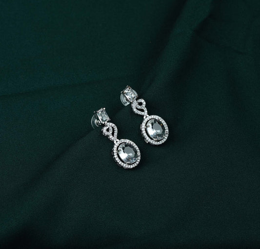 Clara Baguette Oval Halo AD Drop Earrings