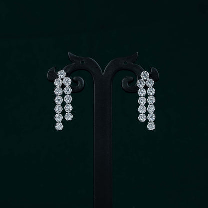 Anaya Silver AD Two Row Tennis Necklace Set