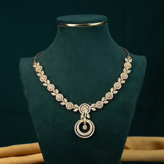 Aarna Gold AD Floral Circle Drop Necklace Set
