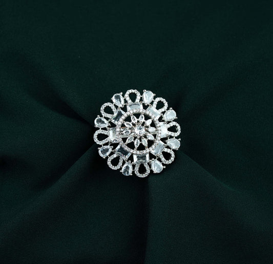 Aadhya Radial Baguette Medallion AD Ring
