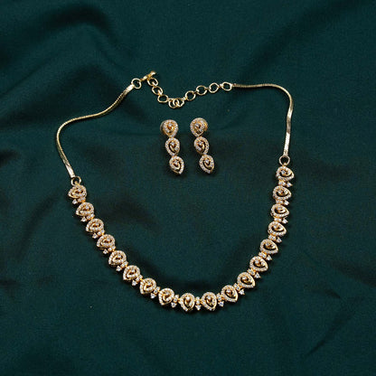Aadhya Gold AD Paisley Swirl Riviera Necklace Set
