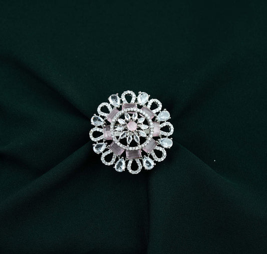 Blush Radial Baguette Medallion AD Ring