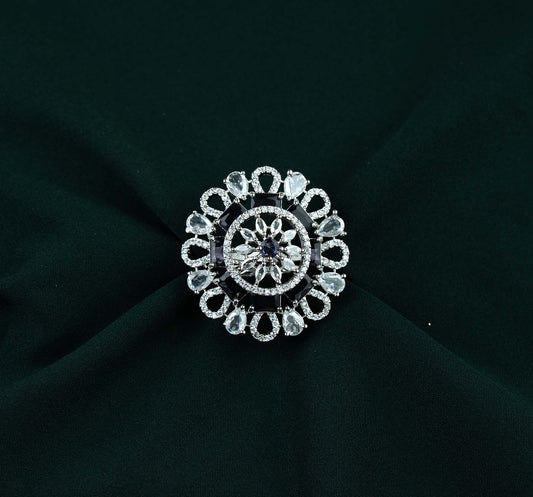 Royal Violet Baguette Medallion AD Ring