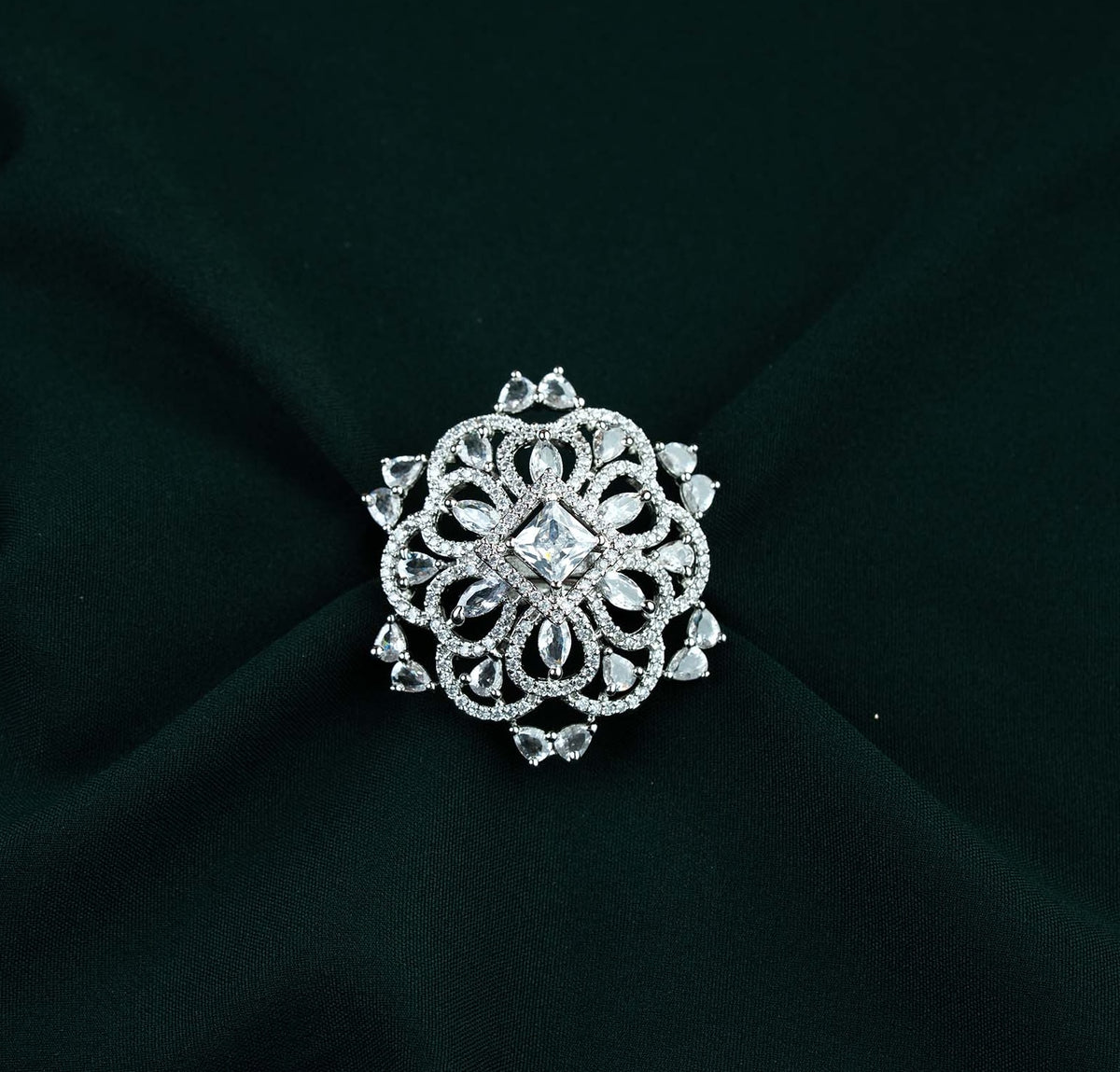Ashtitva Devika Princess Solitaire Filigree AD Ring