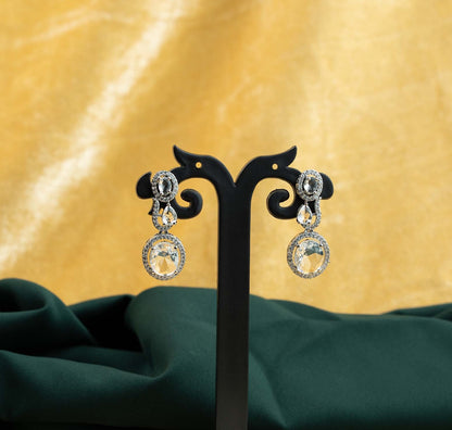 Clara Dual Oval Halo AD Drop Earrings