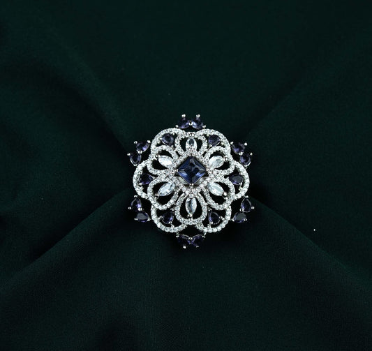 Violet Crown Filigree AD Statement Ring