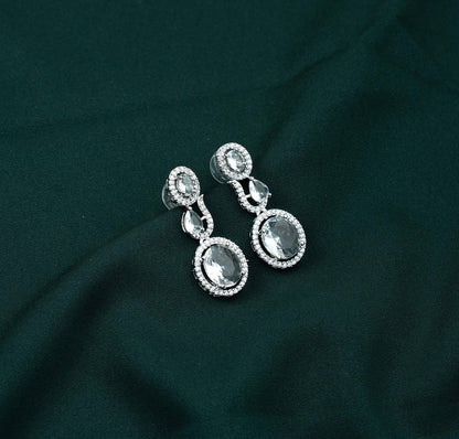 Clara Dual Oval Halo AD Drop Earrings