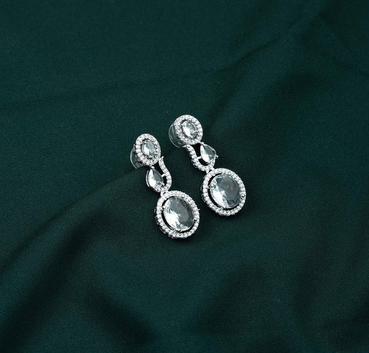 Clara Dual Oval Halo AD Drop Earrings