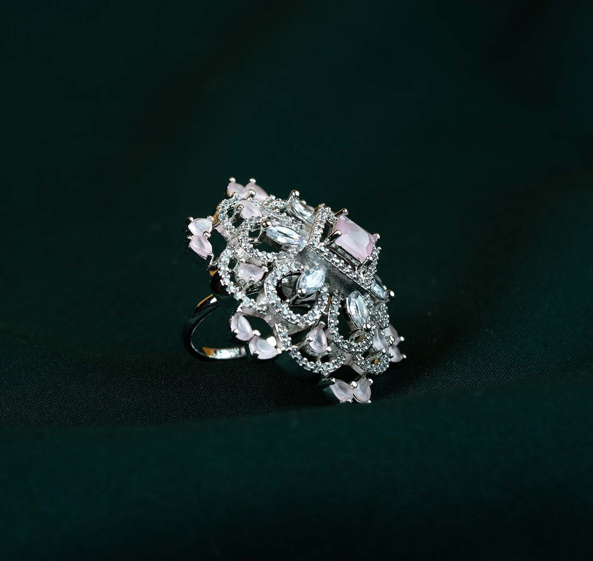 Blush Crown Filigree AD Statement Ring