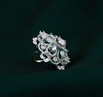 Blush Crown Filigree AD Statement Ring