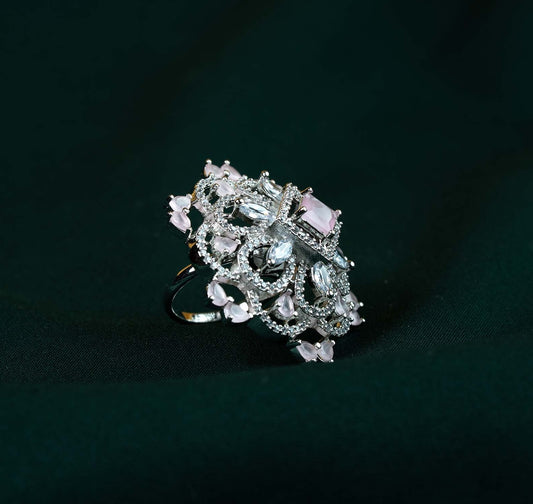Blush Crown Filigree AD Statement Ring