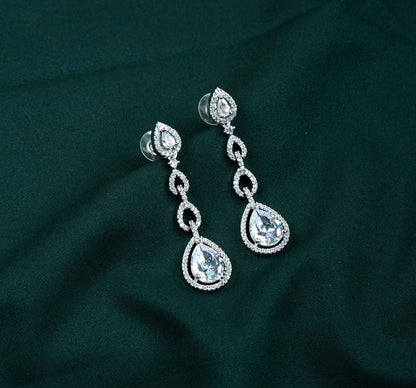 Clara Cascade Pear Link AD Chandelier Earrings
