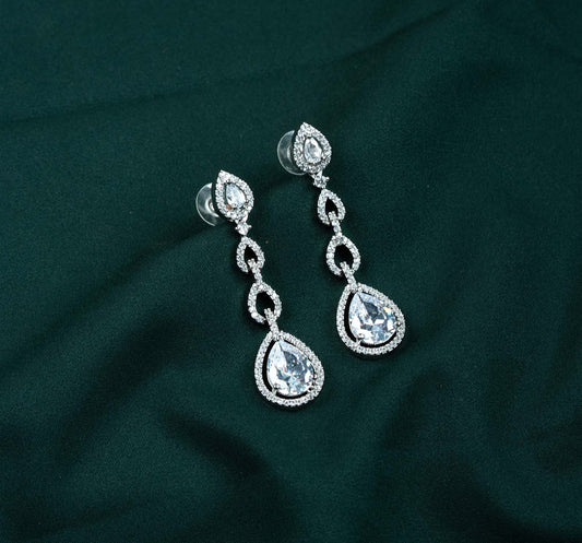 Clara Cascade Pear Link AD Chandelier Earrings