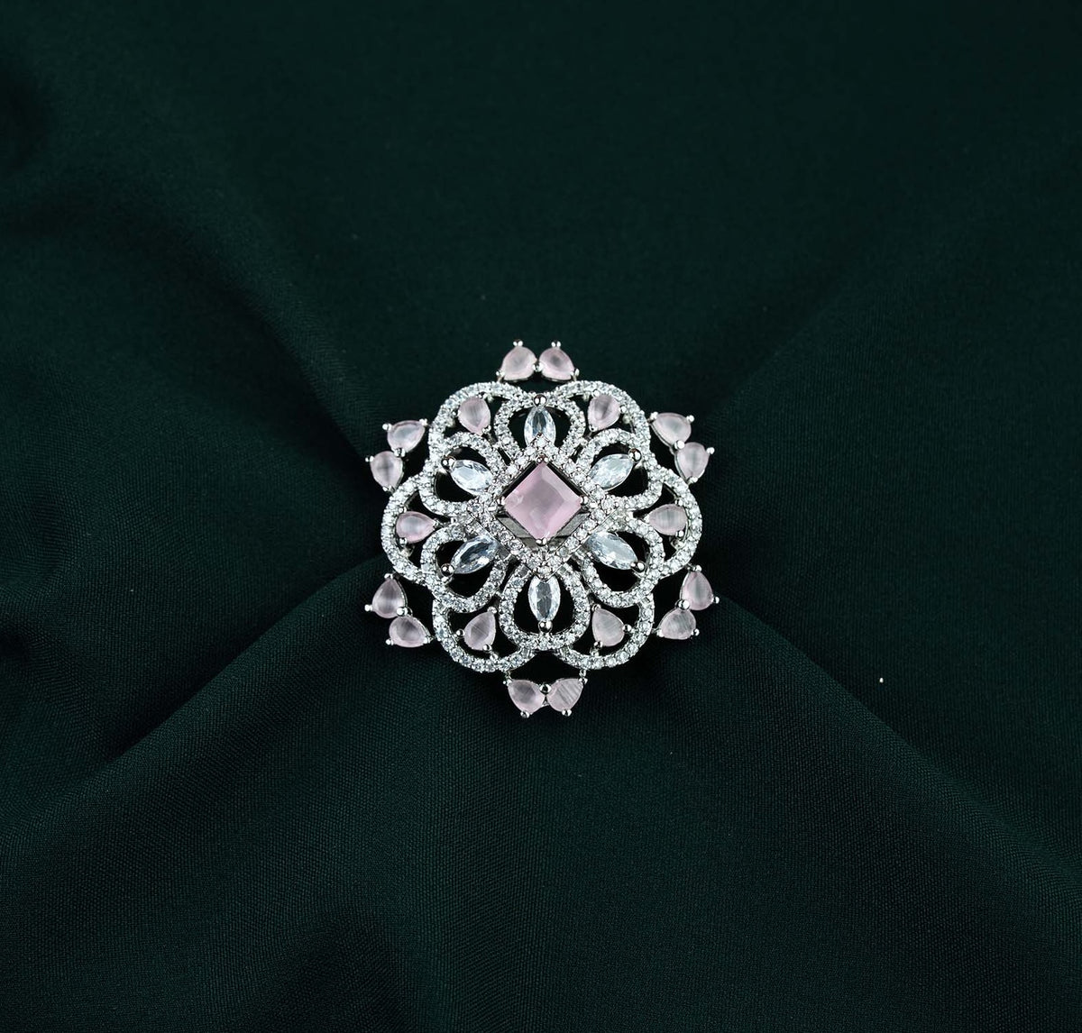 Blush Crown Filigree AD Statement Ring