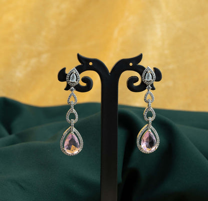 Blush Cascade Pear Link AD Chandelier Earrings