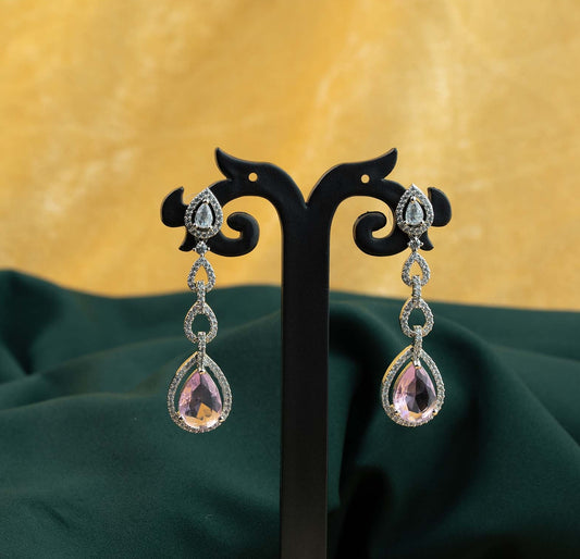 Blush Cascade Pear Link AD Chandelier Earrings