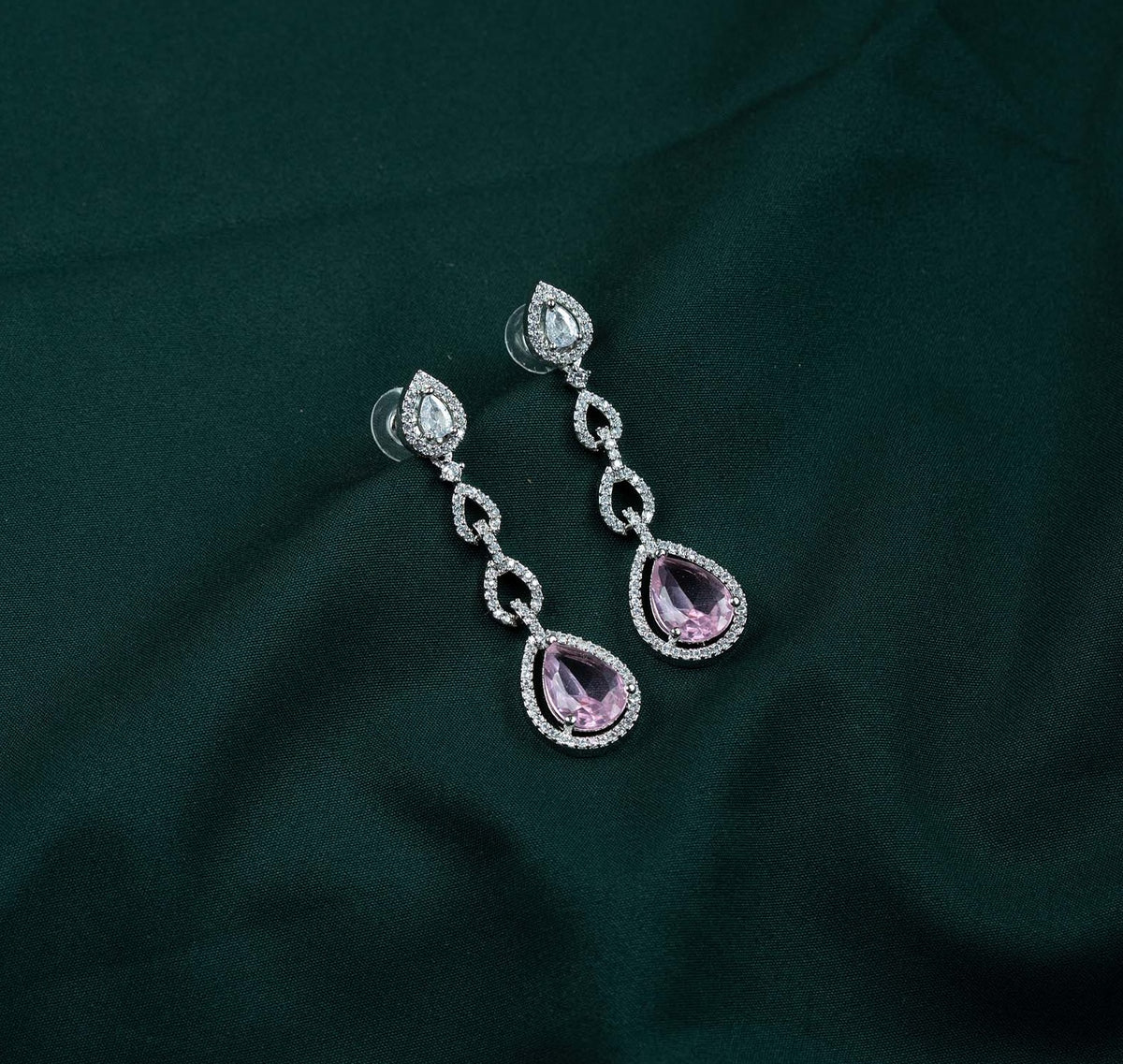Blush Cascade Pear Link AD Chandelier Earrings