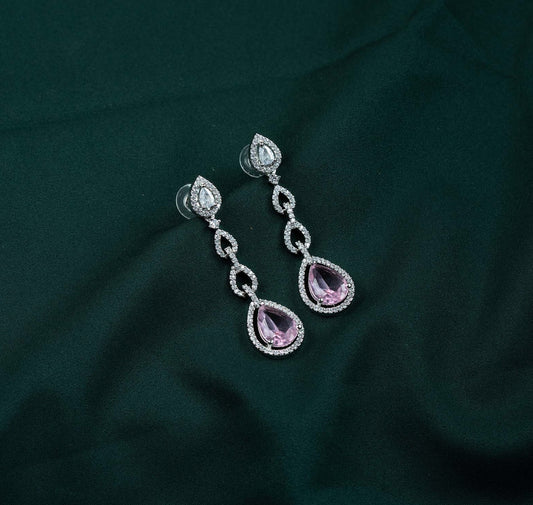Blush Cascade Pear Link AD Chandelier Earrings