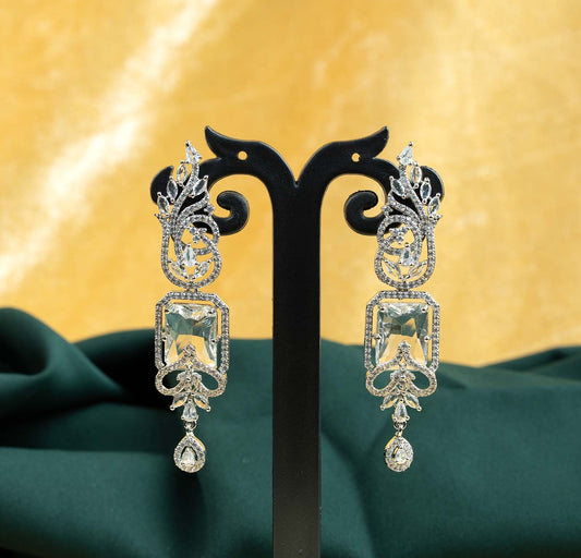 Diamond Glow Foliage AD Chandelier Earrings