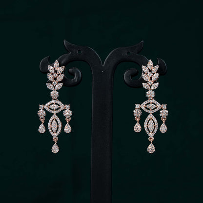 Zoya Rose Gold AD Leaf & Marquise Necklace Set