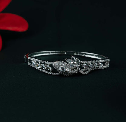 Lumiere Marquise Floret Sprig AD Silver Kada