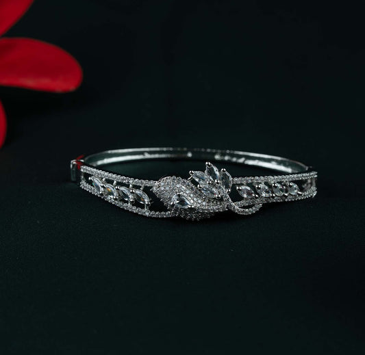 Lumiere Marquise Floret Sprig AD Silver Kada