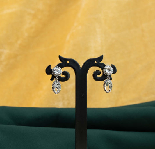 Clara Dual Halo Oval AD Drop Earrings
