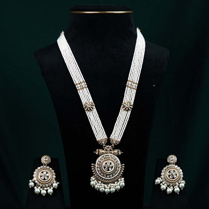 Devika Antique Gold Kundan Polki Rani Haar Necklace Set