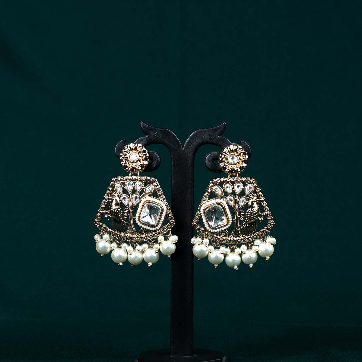 Mayura Antique Gold Kundan Peacock Rani Haar Set