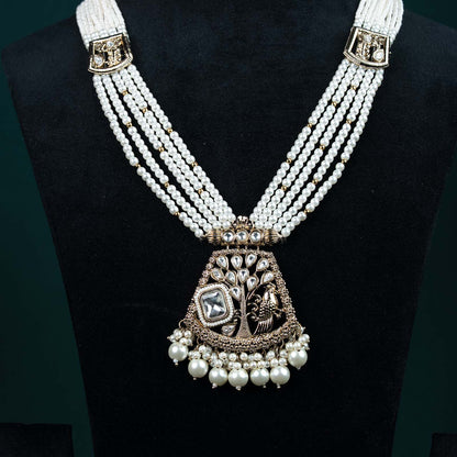 Mayura Antique Gold Kundan Peacock Rani Haar Set