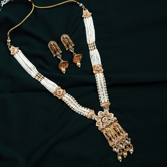 Siya Ram Antique Gold Temple Pearl Rani Haar Set