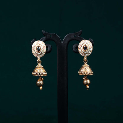 Meera Antique Gold Meenakari Floral Pearl Rani Haar Set