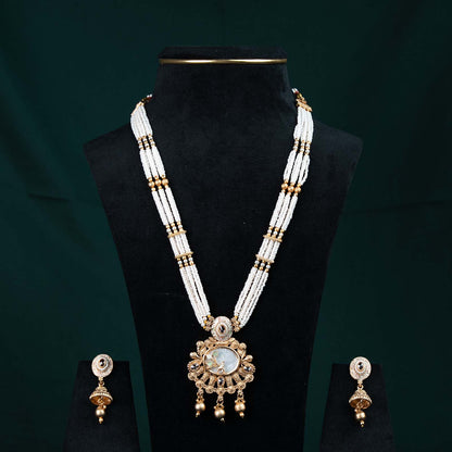 Meera Antique Gold Meenakari Floral Pearl Rani Haar Set