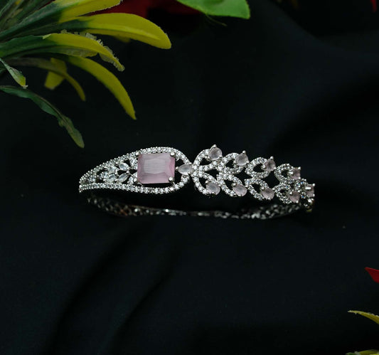 Blush Solitaire AD Leaf Bypass Openable Kada