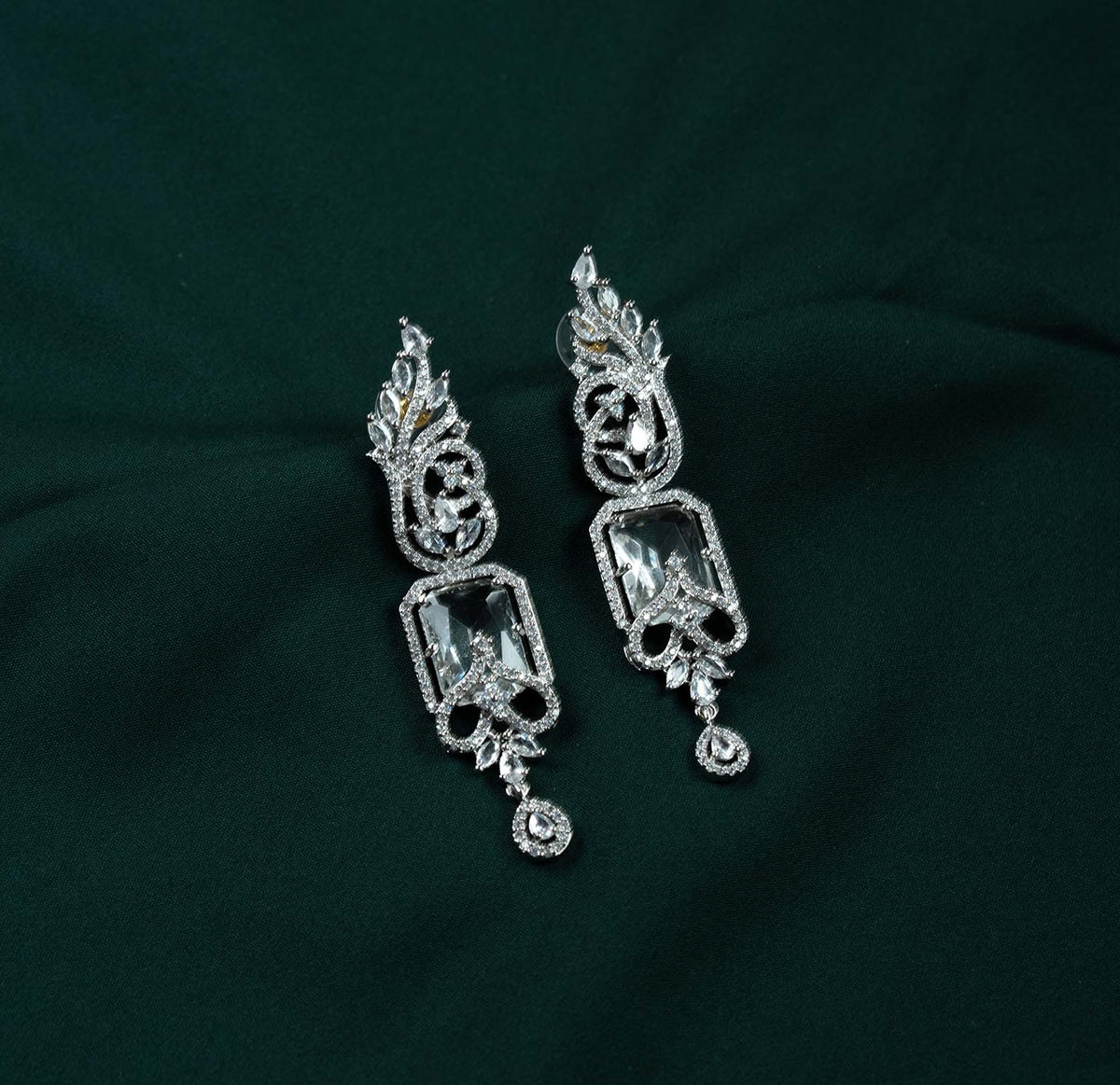 Diamond Glow Foliage AD Chandelier Earrings