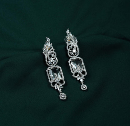 Diamond Glow Foliage AD Chandelier Earrings