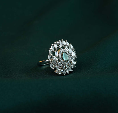 Mint Radial Baguette AD Cocktail Ring